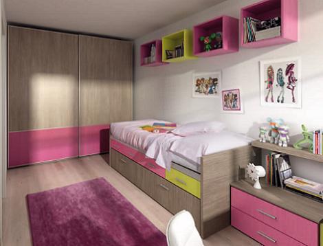Dormitorio juvenil rosa